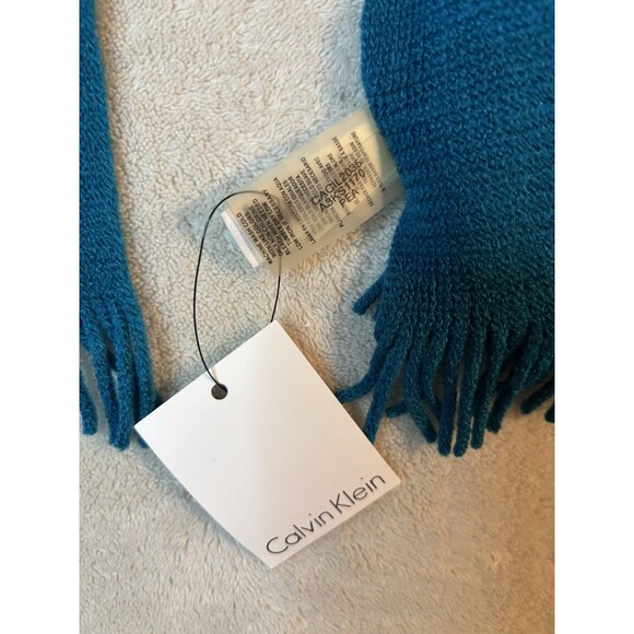 NWT Calvin Klein Teal Winter scarf Fringe Ends 72” - Picture 9 of 10